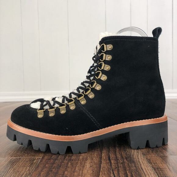 Jeffrey Campbell Sherpa Combat Platform Lace Up Boot Lug Sole Size 10 Black - Picture 2 of 16